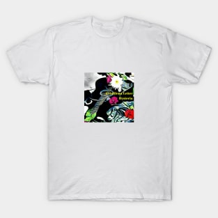 Hysteria-inspired colorful Guitar and Roses designer T-Shirt